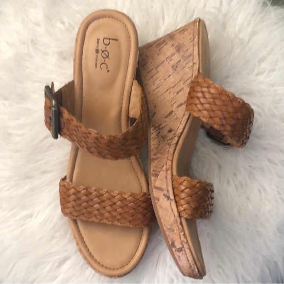 B.O.C | Women's tan woven slip on wedge sandals - Picture 3 of 14